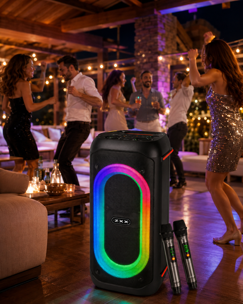 Акумуляторна Bluetooth колонка Професійна акустична система  2&times;8&Prime; / Колонка портативна з LED-підсвіткою та двома мікрофонами ZXX9095 фото